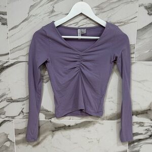 Purple Long Sleeve Gathered Top